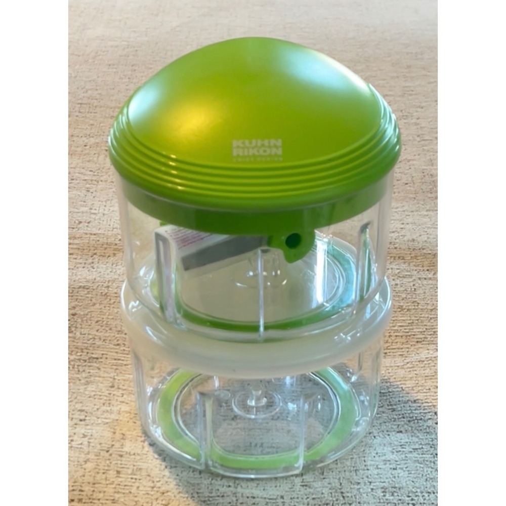 Kuhn Rikon Swiss Design Pull Chop Manual Food Chopper Lime Green 2 Bowls